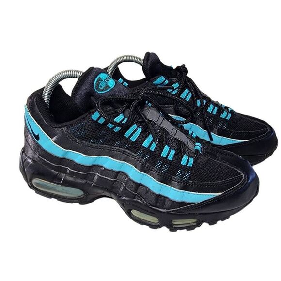 Nike Women's Shoes, 2011 Nike Air Max 95 Black/Teal Running Sneakers, Sz 8.5 - Picture 1 of 12